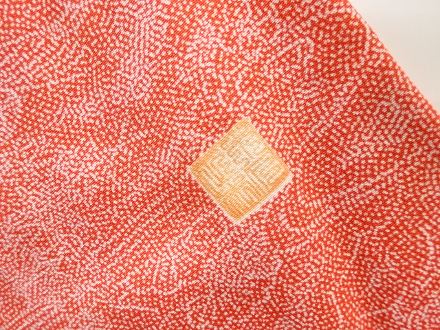  作家物　家屋に草花模様一つ紋江戸小紋着物